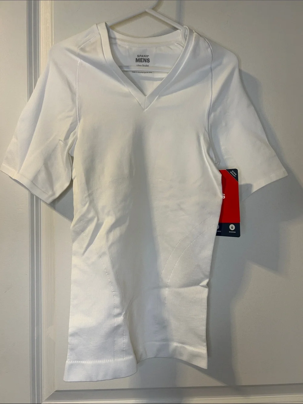 SPANX Men's White V-Neck Short Sleeve Tee - Picture 2 of 4